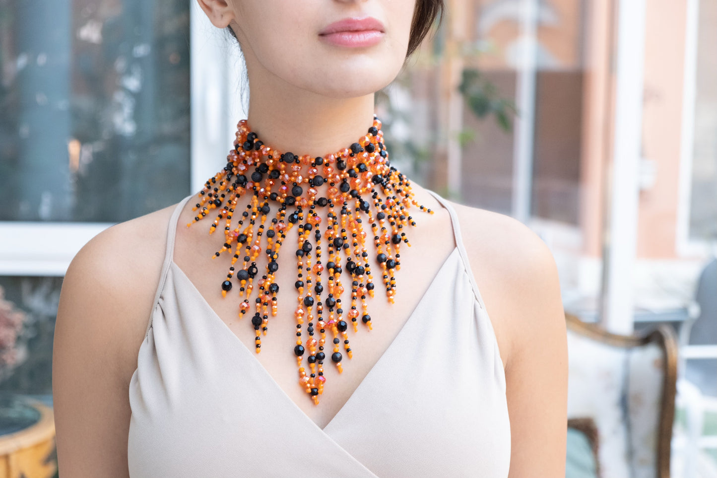 Retro Galaxy Choker ( Orange )